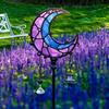 Moon Garden Stake Metal Crescent Design Stake Blue And Purple Moon Decoration for Flower Bed Yard Art