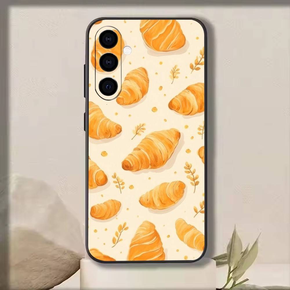 Yellow bread   Phone Case Black Silicone Soft For Samsung Galaxy A73,A72,A71,A70,A53,A52,A51