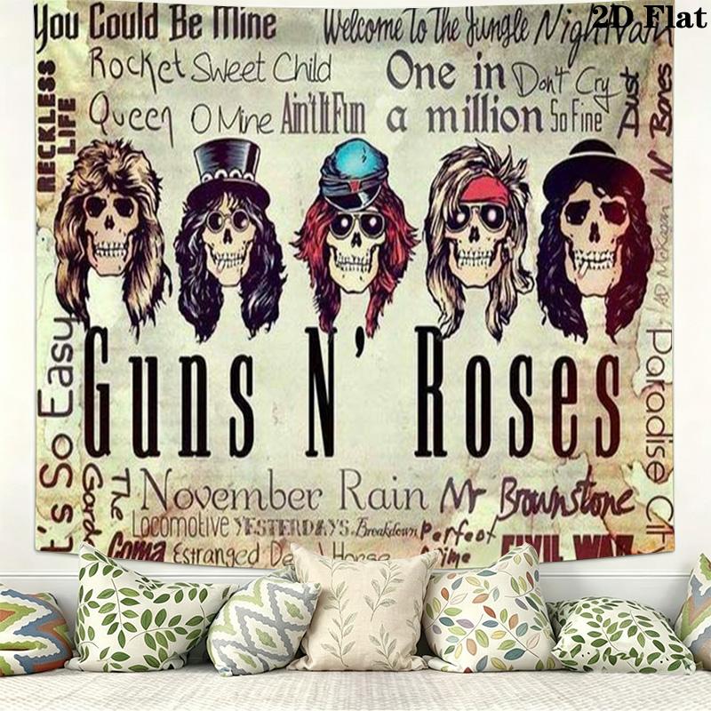 guns n roses Wall Tapestry Aesthetic Wall Hanging Printed Fabric Blanket Decorative Tapestries for Bedroom Living Room Home Decor