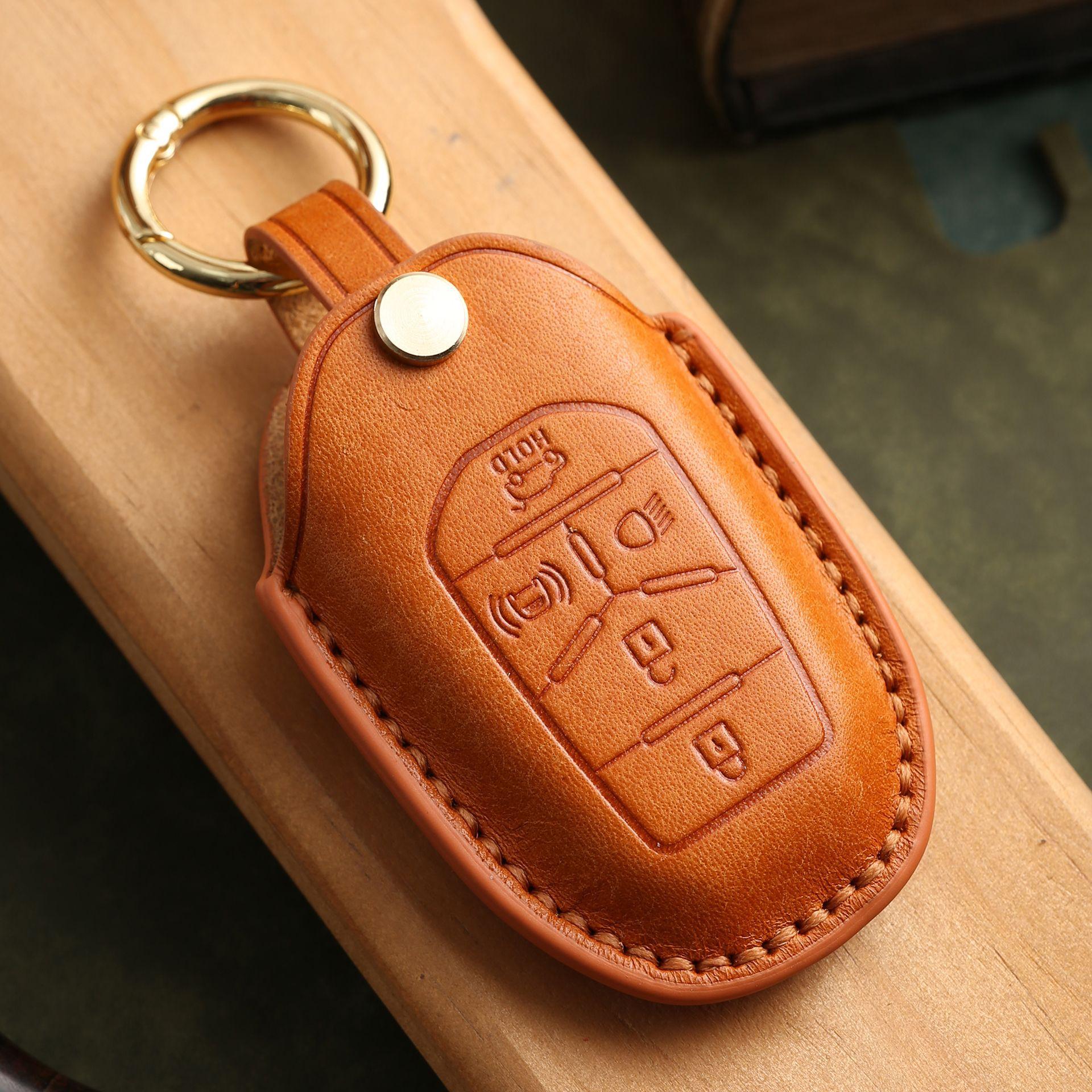 

Индивидуализированный чехол для ключа подходит для Shuanglong SANG YONG Motor, кожаный чехол ручной работы для защиты ключа оранжевый