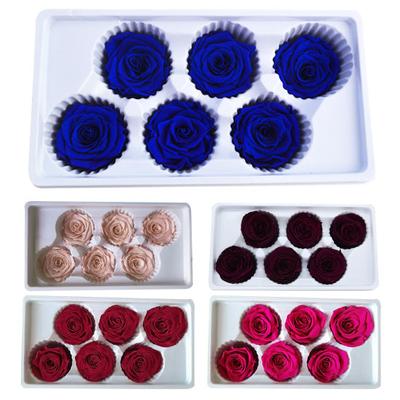 6Pcs/Set Immortal Rose Flower Aniversário Valentines Gift Box DIY Crafts Decoração de casa
