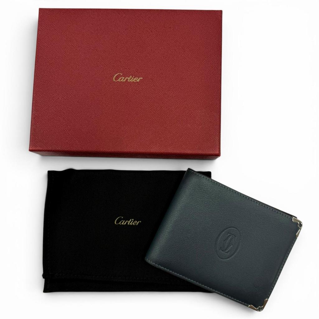 Pristine Cartier Bifold Wallet Must de Cartier Navy system leather mens Used