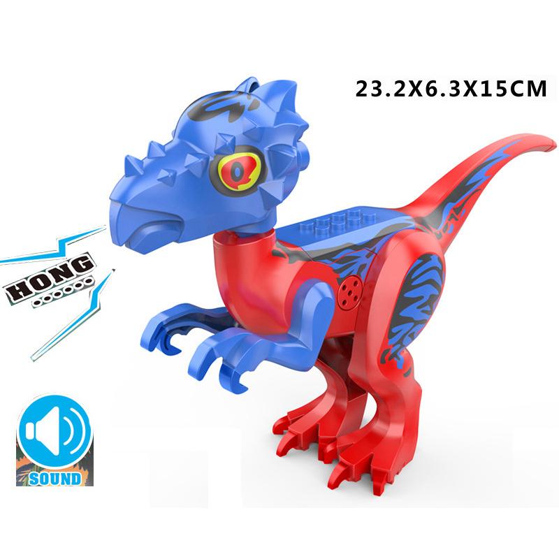 With Sound Assembled Building Blocks Dinosaur World T-Rex Velociraptor Triceratops Jurassic Animal Model Bricks Figure Toys Gift