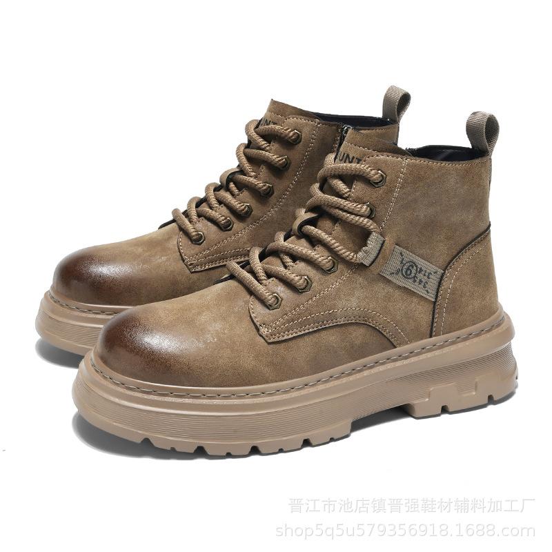 

Осень и зима новая британская ретро рабочая обувь на толстой подошве с высоким верхом теплая обувь цвета ревеня модные уличные повседневные короткие ботинки 44