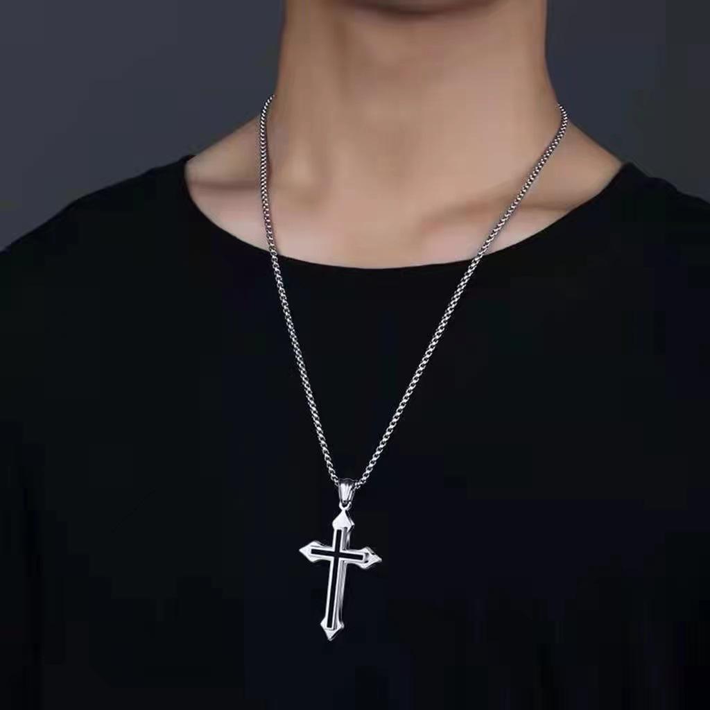 Collier Hip Hop en Acier Titane avec Pendentif Ours pour Hommes & Femmes, Chaîne Pull pour Automne/Hiver