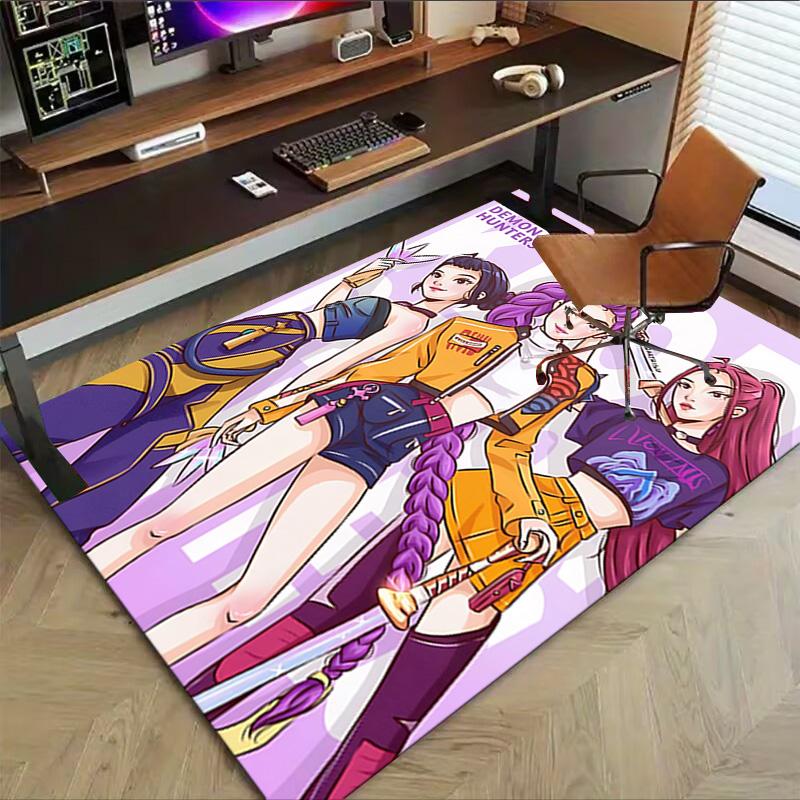 Kpop Demon Hunters Carpet For Playroom Bedroom Living Room Sofa Home Decorkids Game Area Rug Nonslip Floor Mat