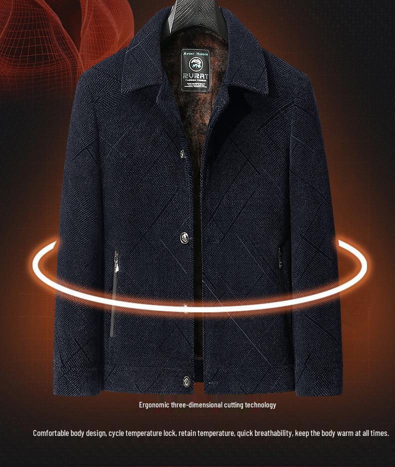 Woodpecker Dad Winter Coat Set: Warm Fleece-Lined Jacket for Middle-Aged and Elderly Men