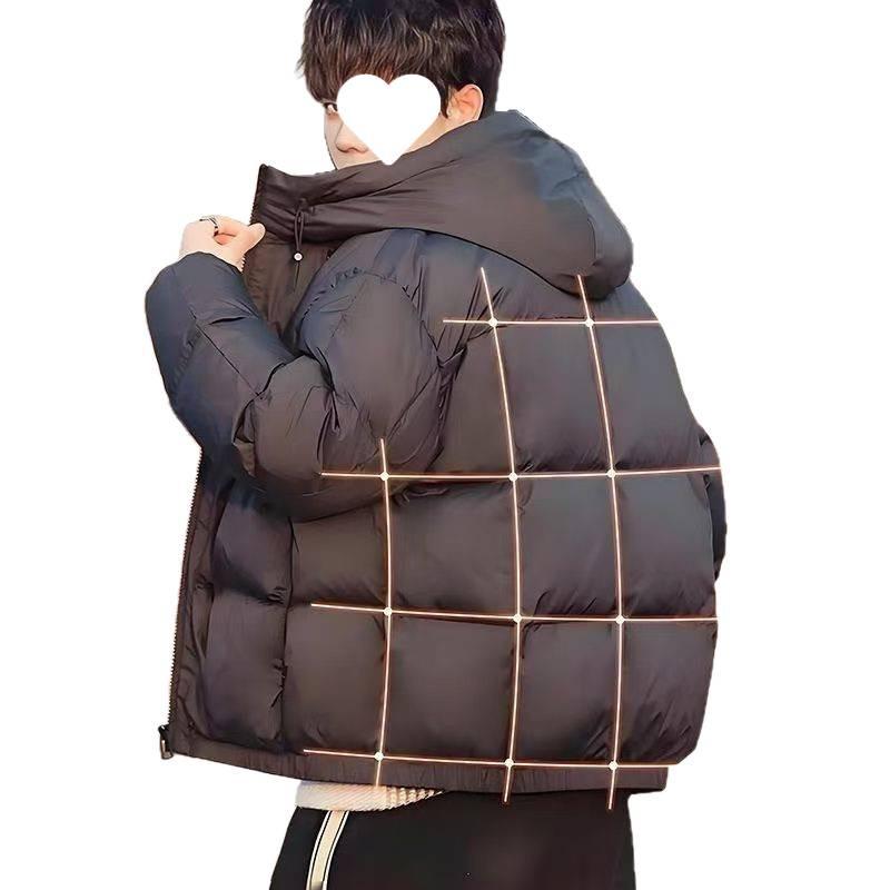 Men's Trendy Hooded Down Jacket 2025 Winter - Short, Loose, White Duck Down Coat for High School Teens