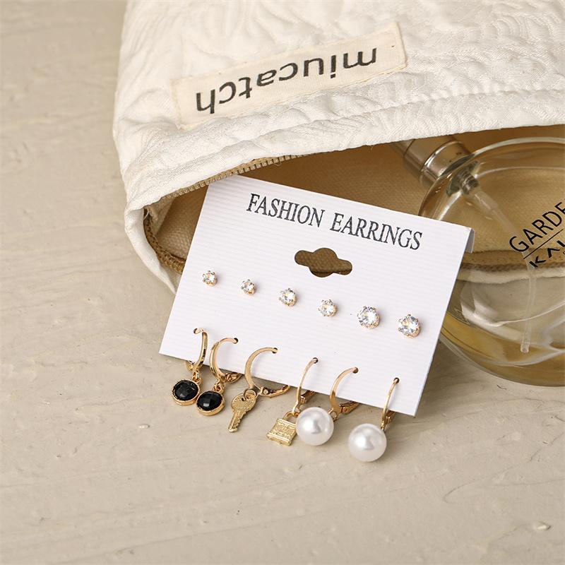 Set di Orecchini di Perle Geometria Cuore Leopardo Per Donne Ragazze Set di Orecchini Pendenti a Cerchio Goccia Metallo Acrilico Quadrato Rotondo Gioielli da Festa