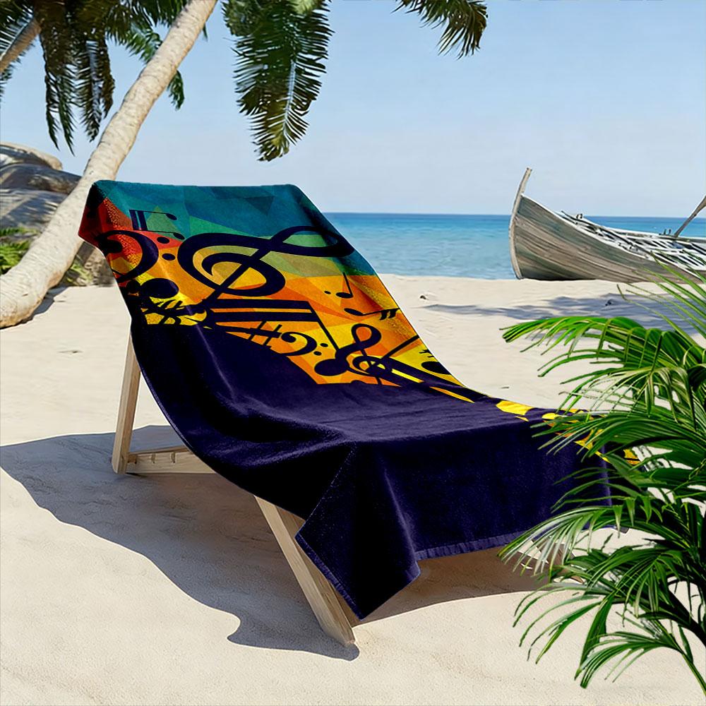 Harmonic Melody Vibrance Explosion Print Beach Towel, Quick Drying, Suitable for Travel, Outdoor Sports, Jogging, the Beach and Swimming, Gift