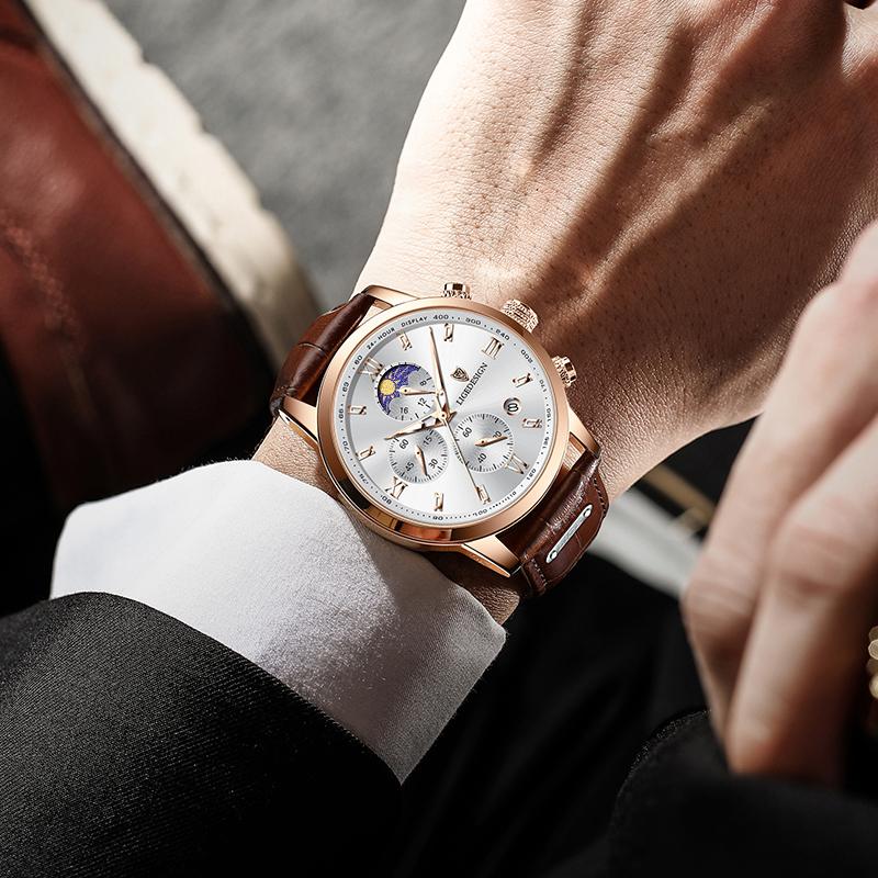 Casual Men Watch Luxury Leather Waterproof Sport Quartz Wristwatch Chronograph Military Watch for Men Relogio Masculino