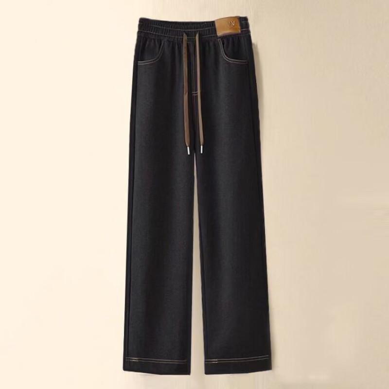 Women's Winter High-Waist Straight-Leg Fleece Jeans