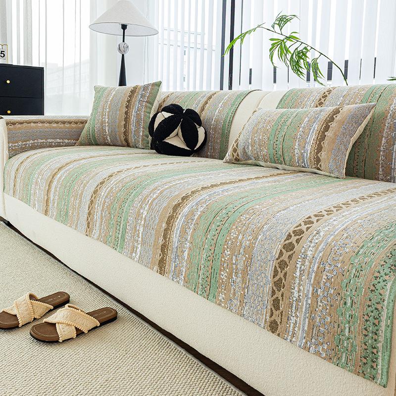 Sofa Cushion Striped Sofa Towels One-Piece Dust Cover Anti Slip Wrinkle-Resistant Healthy And Environmentally Friendly Reusable