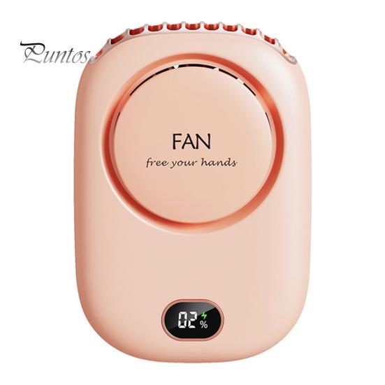 

Портативный подвесной вентилятор с цифровым дисплеем, мощный воздушный поток, низкий уровень шума, USB-зарядка, безлопастной мини-вентилятор охлаждения розовый