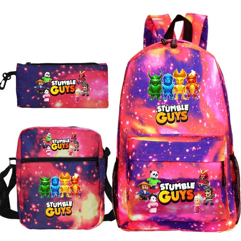 Popularny gadżet do gry Stumble Guys Collision Party Drukowany tornister Plecak studencki Zestaw trzyczęściowy