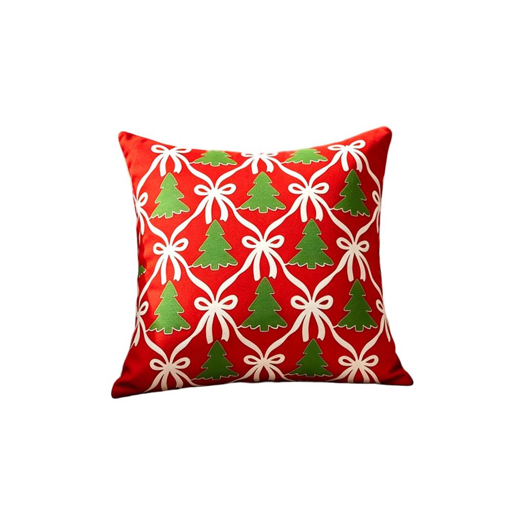 Christmas Festive Pillowcase, Imitation Embroidery Holiday Decoration, American Throw Pillow, Living Room Sofa Cushion, Bay Window Pillowcase