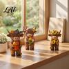 Hand Painted Highland Cattle 4 Pcs Seasonal Cow Figurines Spring Summer Fall Winter Rustic Shelf Accent Seasons Scottish Statue Resin Table