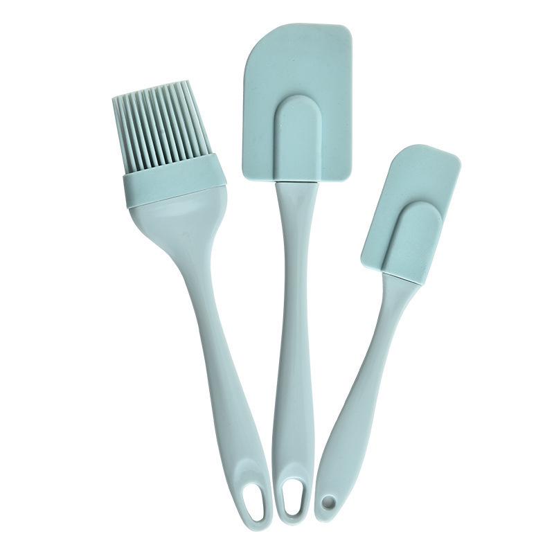 3-Piece High-Temp Silicone Baking Tools: Cream Spatula & BBQ Oil Brush.