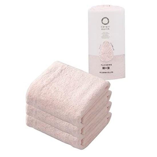 Carari Face Towel Microfiber 4x Absorbency Earth Pink Set 3 Quickly Absorbs Water Fiber Gaps Quick Dry Marshmallow Softness Fluffy Mochi-like 3080cm