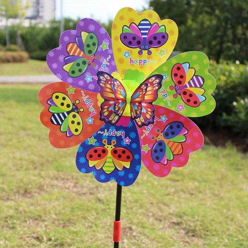 Colorful 3D Butterfly Wind Spinner - 20.86in Plastic Windmill Toy for Outdoor Garden Party Decoration, No Battery Needed