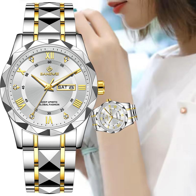 New Women's Bracelet Watch Fashion Elegant Date Quartz Wristwatch Woman Waterproof Luminous Diamond Watches for Women