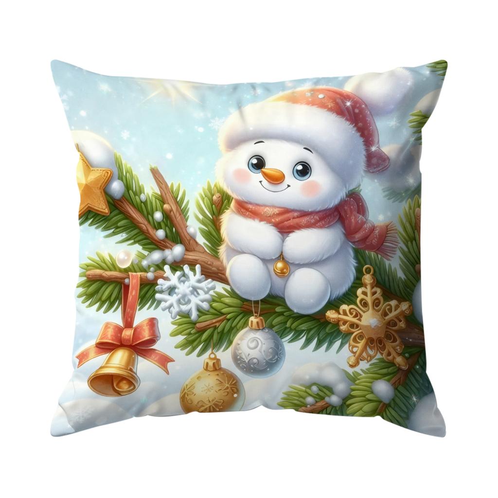 45X45Cm Cartoon Christmas Snowman Pillowcase Bedroom Sofa Cushion Cover 100% Polyester Living Room Cushion Pillowcase Home Decor