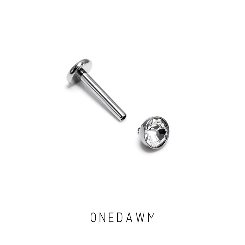 

F136 Medical Titanium Alloy Bowl Cup Zircon Super Flash Stud Earrings Anti-Allergy Ear-Caring Sleep No Need to Take off Ear Bone Stud Nose Stud A 5mm drill +1.2 Threaded rod [note rod length]]