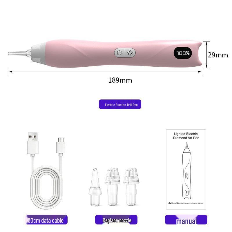 Cordless LED Electric Diamond Painting Pen - Low Noise, Auto Suction, Handheld Dotting Tool