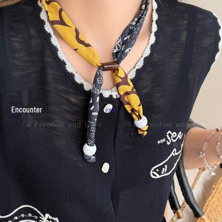 2025 Trendy Silk Scarf Necklace for Women: Unique Design, Stylish Snood Sweater Chain Accessory