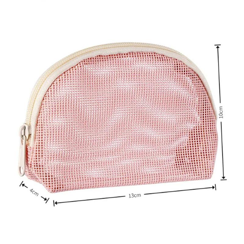 1 3Pcs Makeup Bag Mesh Handbag Portable Cosmetic Organizer Zipper Storage Pouch for Travel Purse and Lipstick
