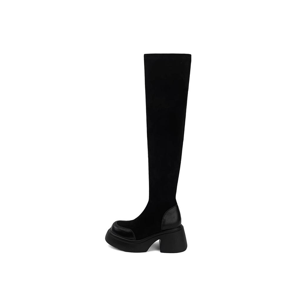 Knight Boots 2025 Autumn and Winter New Versatile Boots Women's Elastic Boots Knee Boots Women's Platform High Heels Women's Shoes