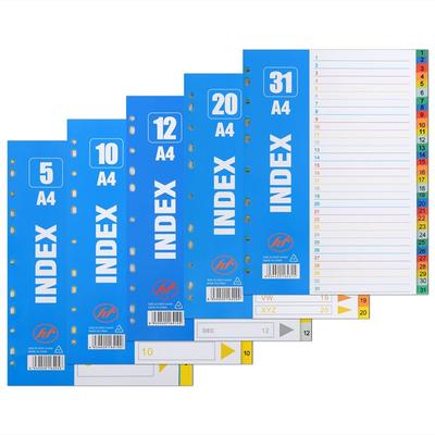 5/10/12/20/31Pages Loose-leaf Dividers PP Material Binder Dividers Index Separator Page  Notebook