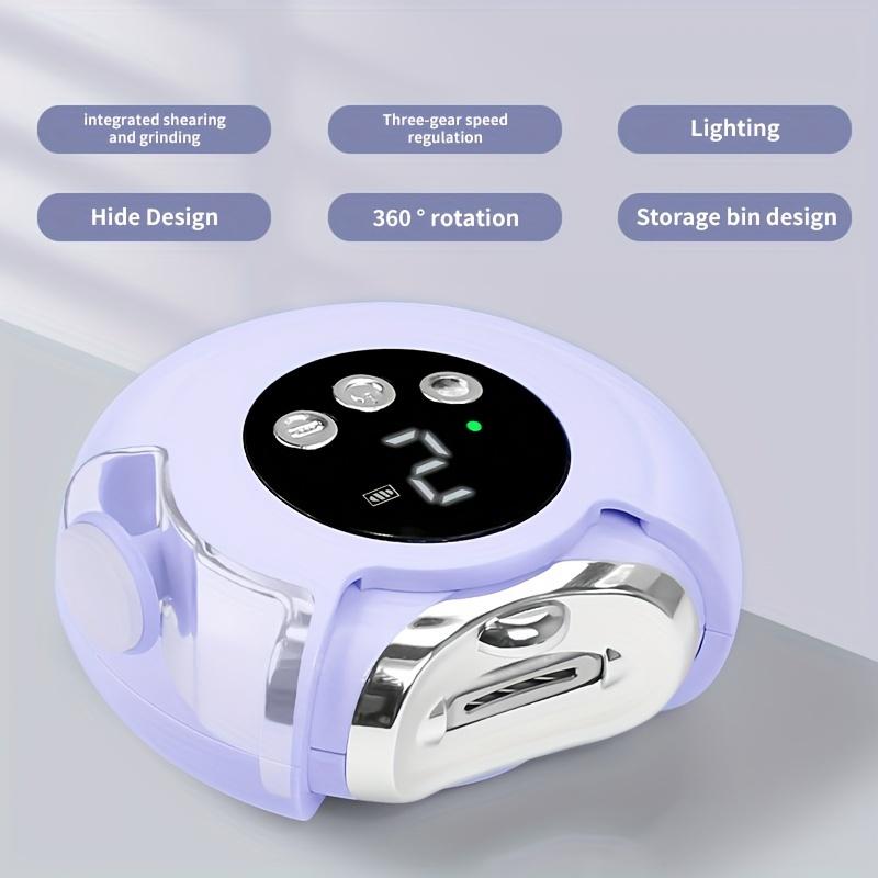 

Многофункциональный электрический кусачки для ногтей с ЖК-дисплеем - зарядка через USB, 3-скоростной регулируемый инструмент для ремонта ногтей и стоп фиолетовый