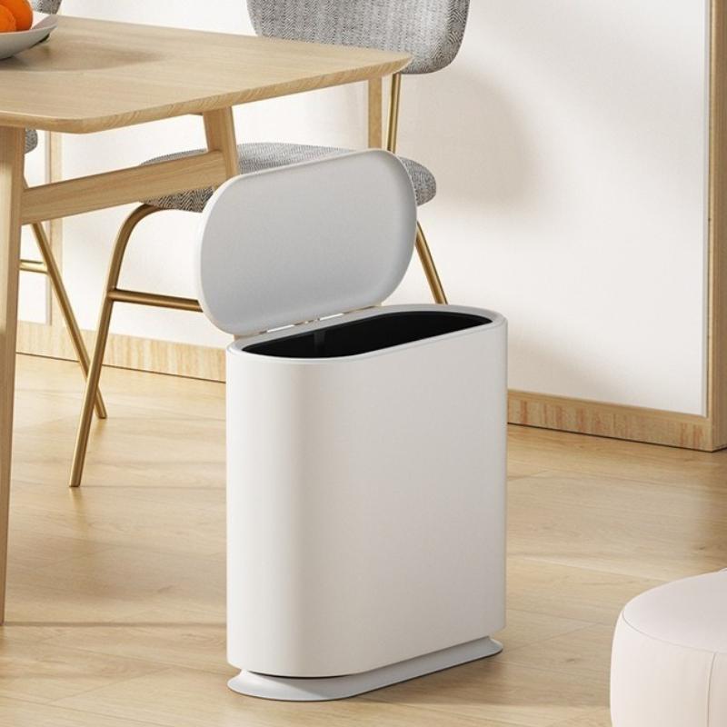 Plastic Trash Can Press Type Gap Trash Bin with Lid Large Capacity Household Toilet Garbage Bin Bathroom Cleaning Accessories