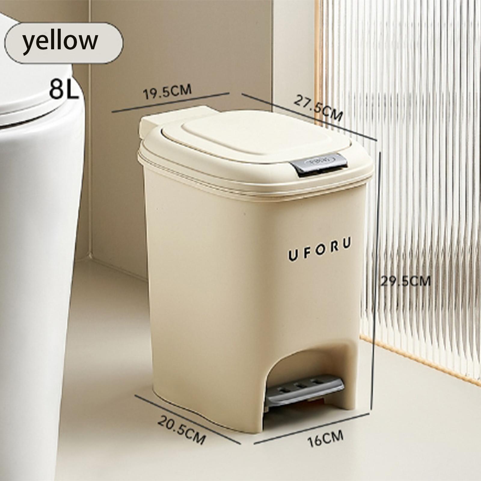 8L Foot Operated Trash Can Lightweight with Lid Foot Operated Bathroom Living Room Kitchen Large Capacity Yellow Trash Can Cheap 8L