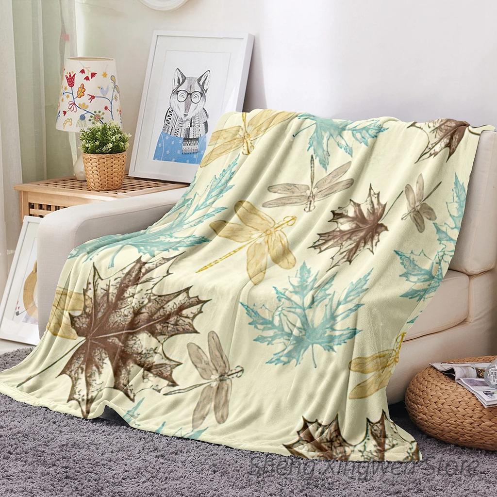 Büffelkaros Ahorn Flanell Decke Weiche Überwurfdecke Blätter Eicheln Kürbisse Libelle Schmetterling Sofa Bett Dekor Halloween Geschenke