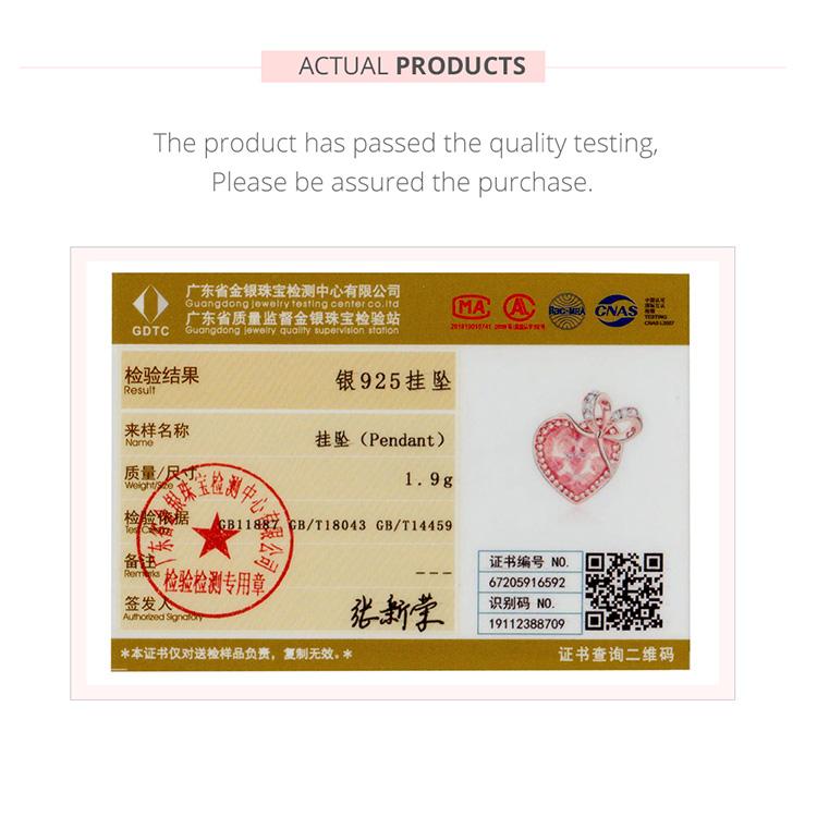 BAMOER 925 Sterling Silver Roséguld Hjärtformad Zirkonpärla, Kvinnor Romantisk rosett Gift of Love Charm Hänge som passar Original 3 mm armband DIY smycken