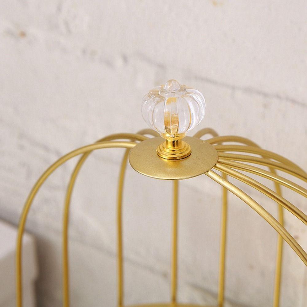 Nordic Style Cosmetics Storage Rack Gold Crystal Display Shelf Practical Bird Cage Rack  Desktop