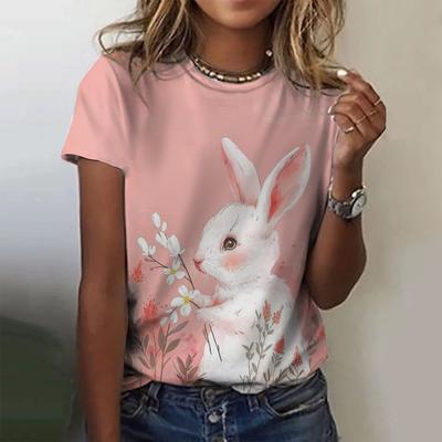 Easter Cartoon Women's T-Shirt Graphic Girls Clothes Summer Crew Neck Short Sleeve T-Shirt Women Streetwear Oversized Shirt