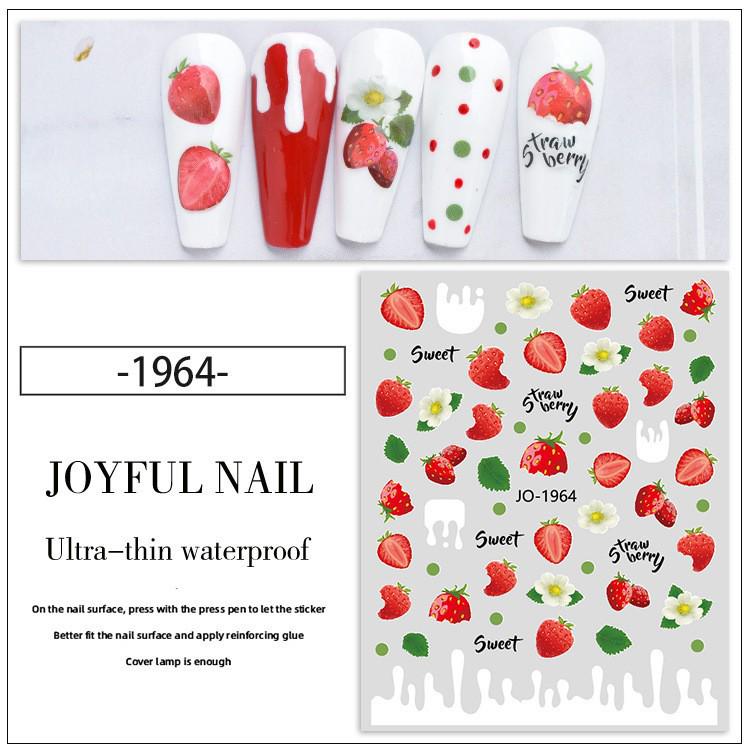 Fruit Pattern 3D Self-Adhesive Nail Stickers: Lemon, Strawberry, Peach Designs