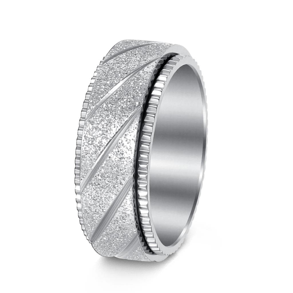Personalized and Creative Three Color Frosted Stainless Steel Ring, Rotatable Couple Ring, Men's Fashionable and Trendy