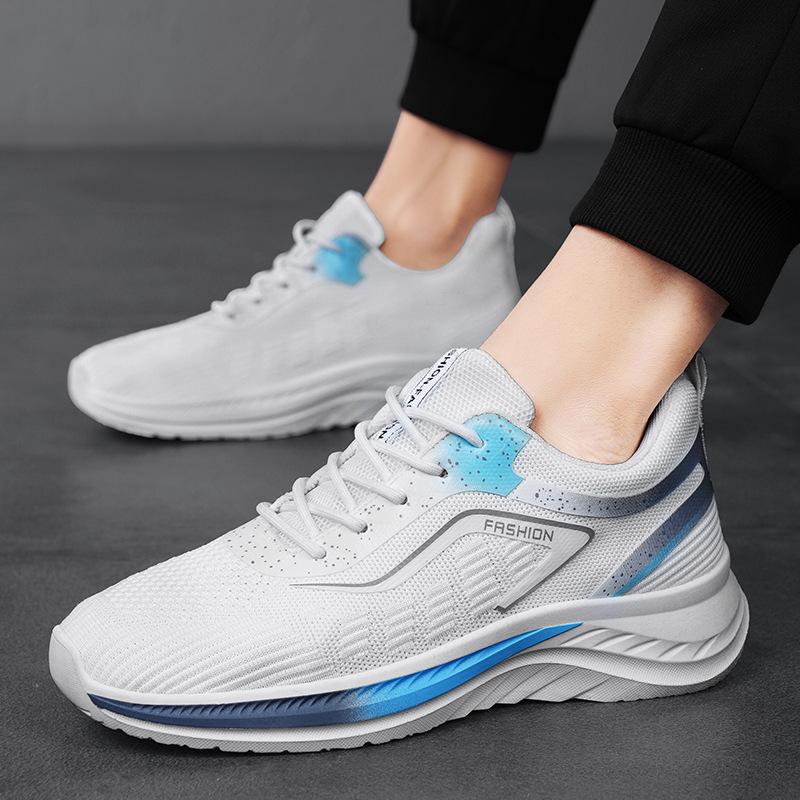 2024 New Daily Youth Outdoor Running Shoes Fashionable Thick-soled Heightening Fly-woven Summer Breathable Sports Men's Shoes