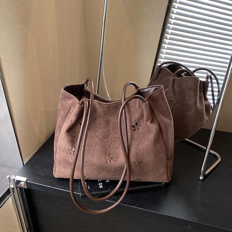 Suede Bag Women's 2025 New High-end Retro Underarm Bag Commuter Tote Bag Large-capacity Shoulder Bag