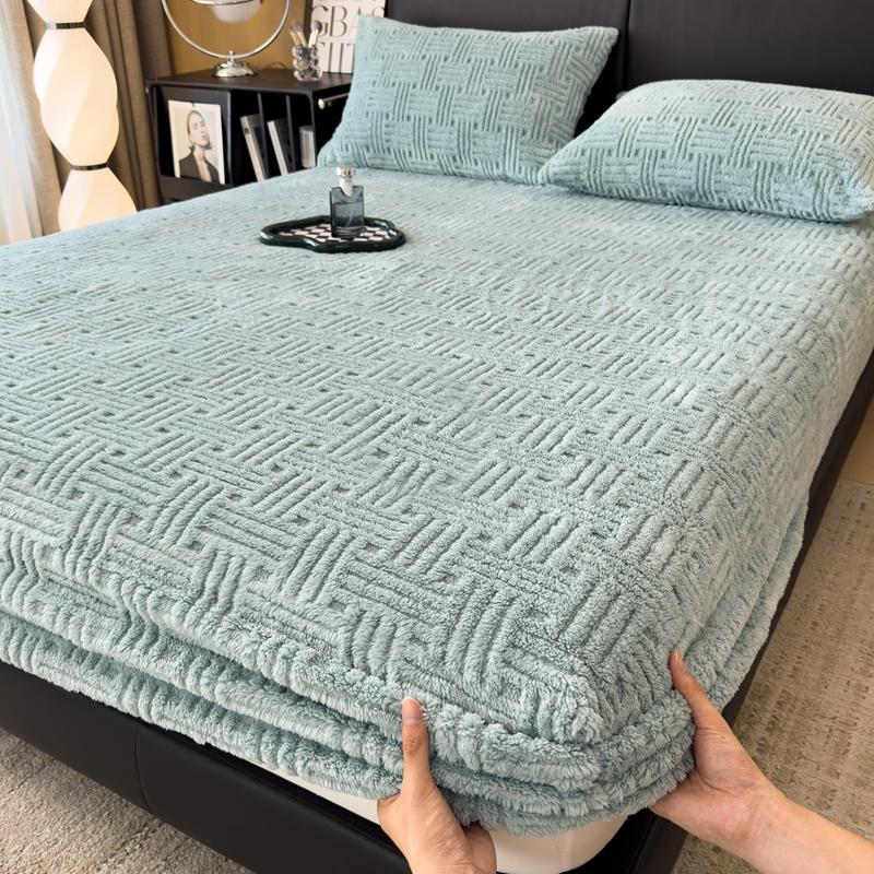 

Tafu Velvet Mattress Cover Household Bedroom Fitted Bed Sheet Non-Slip Skin-friendly Mattress Protector Cozy Bed Cover Bedspread 48X74CM pillowcase-2