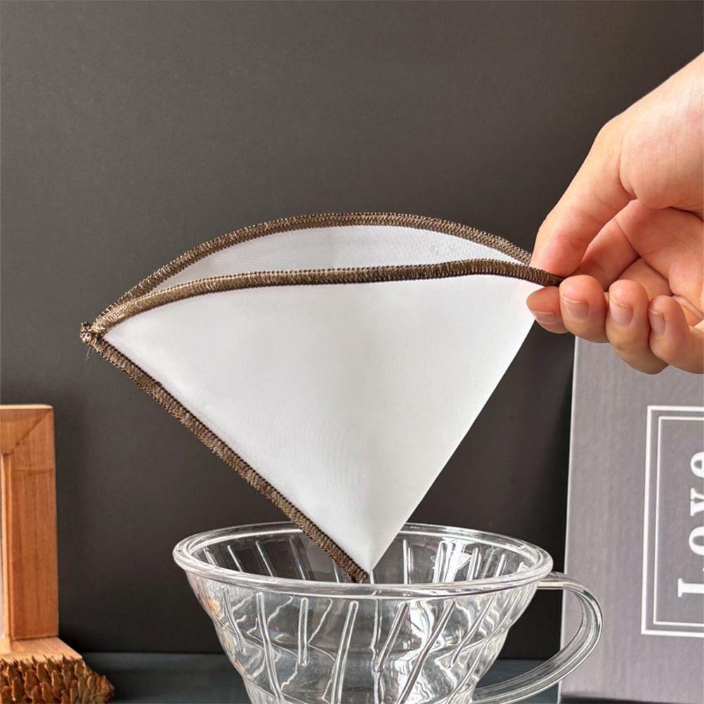5PCS Reusable Nylon Coffee Filter Bag Drip Type High Filtration Rate Coffee Strainer Household Overlock Edge Cone Filter Cafe