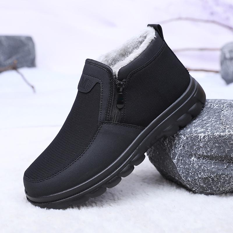 

Мужские зимние теплые ботинки для снега с застежкой-молнией, нескользящие короткие ботинки до щиколотки с подкладкой из искусственного меха, удобные рабочие кроссовки, повседневные мокасины для ходьбы, обувь для мужчин 47