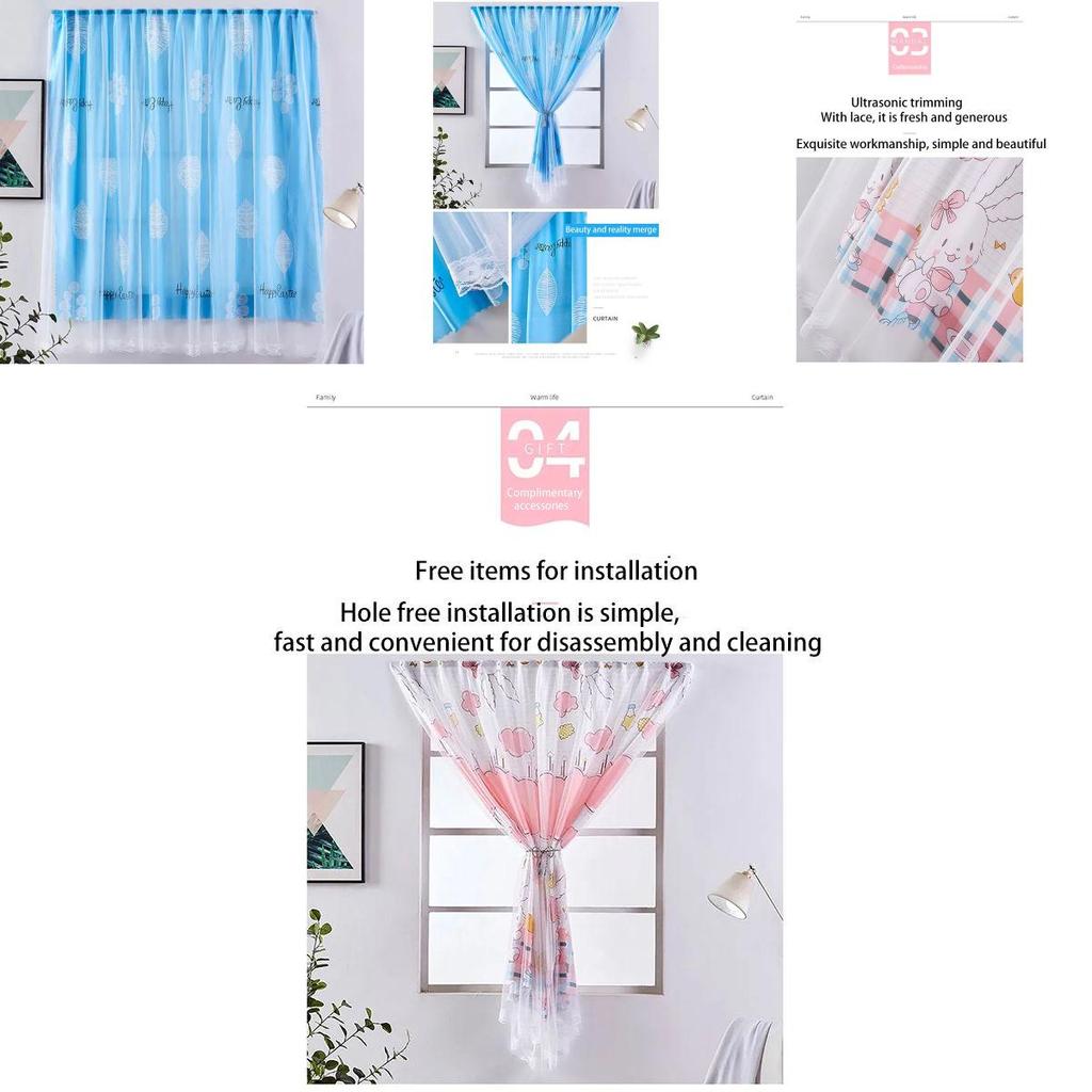 Elegant Velcro Curtain Window Self Adhesive Blackout Drapes For Cozy Bedrooms And Stylish Girls Decor