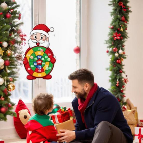 Yousheng Santa Claus Dart Board with 12 Sticky Balls And 12 Dart Large Christmas Party Games for Family Kids Adult Party Activities