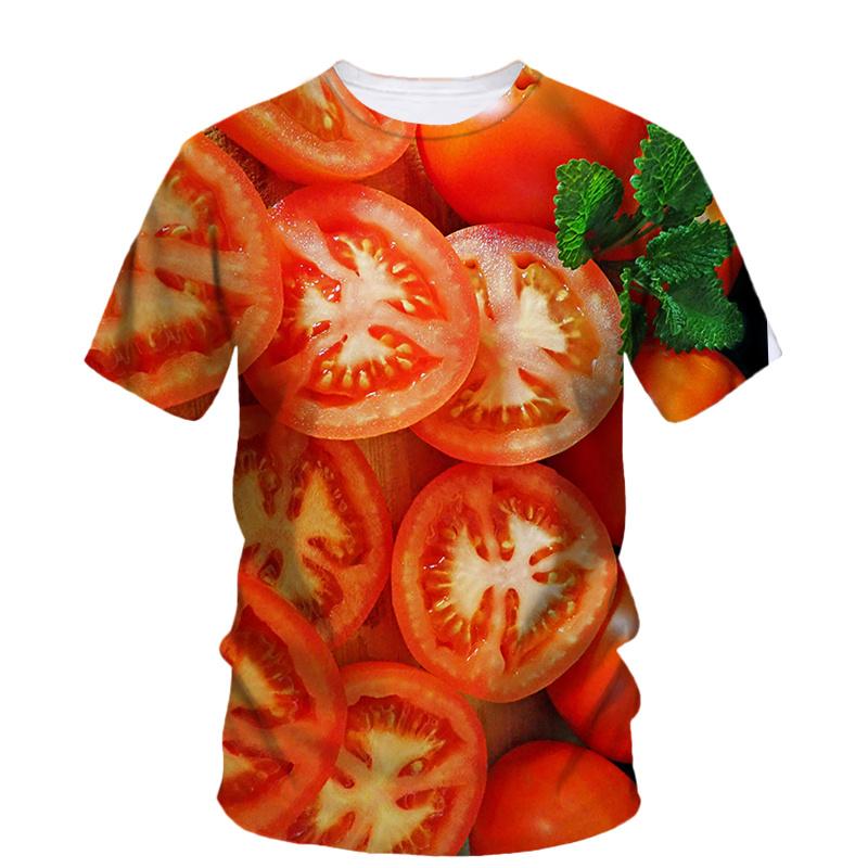 3D Printed Creative Tomato T Shirt For Women Vegetable Art Pattern Tees Summer Loose Round Neck Tops Short Sleeves Women T-Shirts