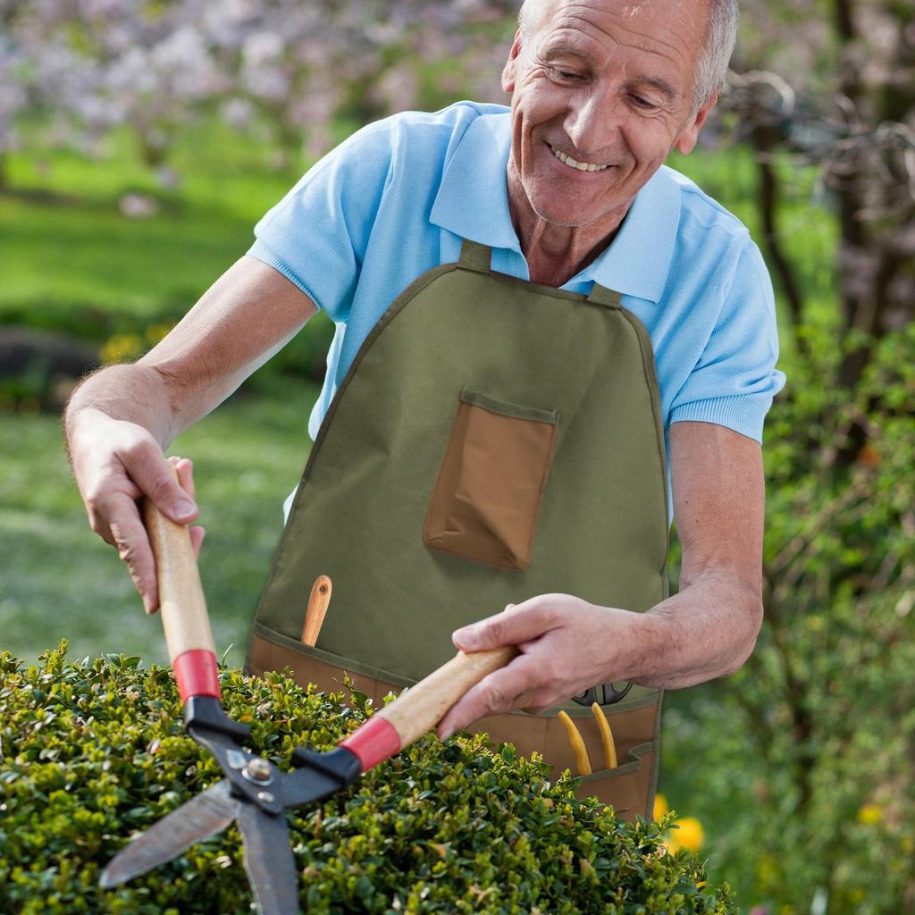 Waterproof Multi-Pocket Oxford Cloth Apron for Gardening & Pruning with Extended Leg Protection & Color Blocking Design